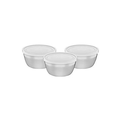 Conjunto De Potes Em Aço Inox Com Tampa Plástica Freezinox 300ml 3pçs - Tramontina