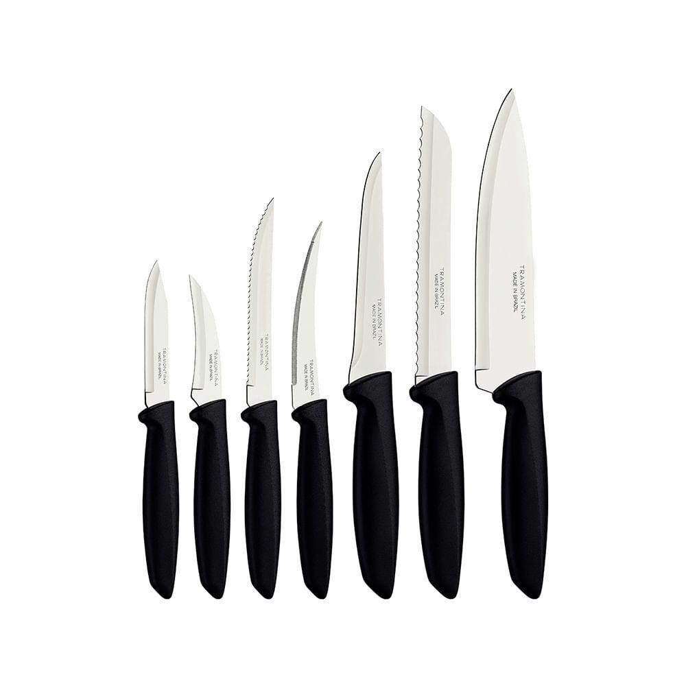 Jogo De Facas Plenus Com Lâminas Em Inox E Cabos De Polipropileno Preto 7pçs - Tramontina - 1