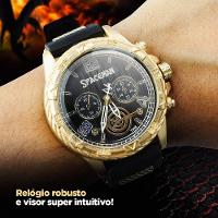 Relogio Original Aço Inox Masculino Grande Dourado + Caixa - 3