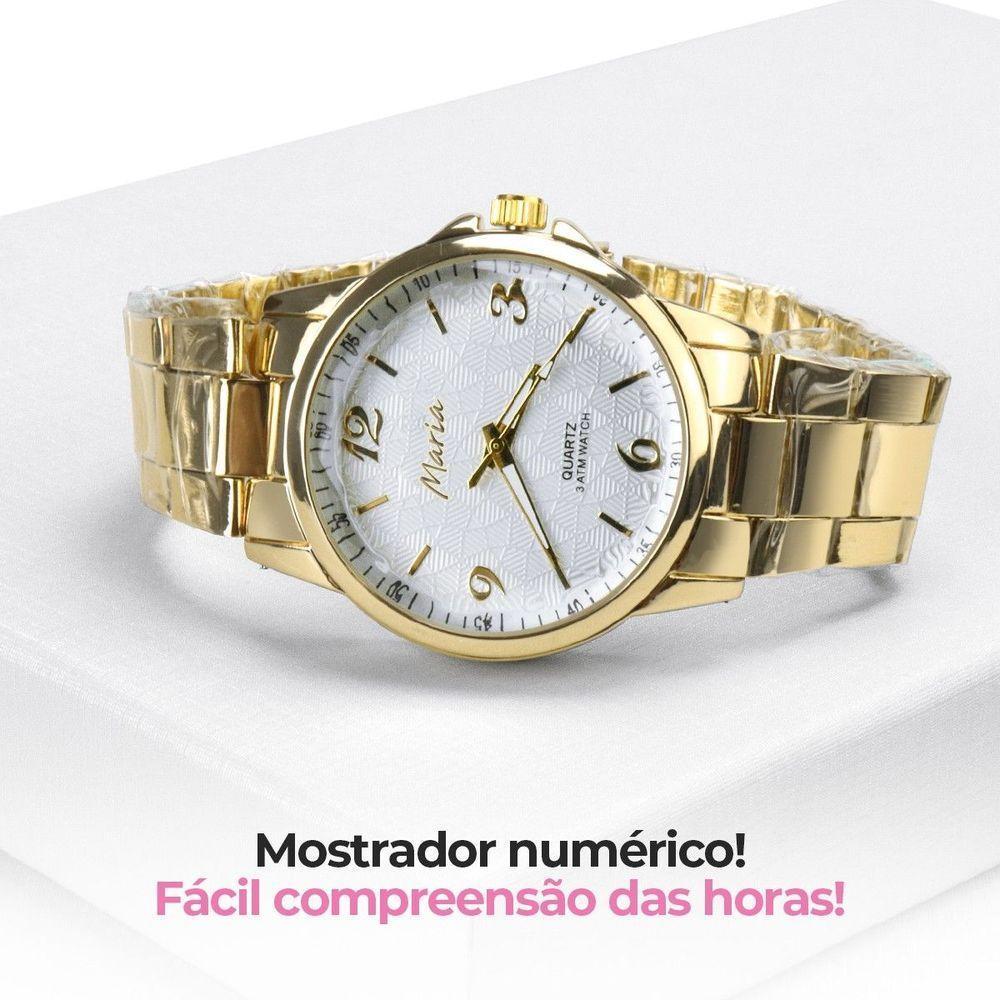 Relógio Feminino Banhado Ouro Aço Inox + Caixa Original Moda - 2