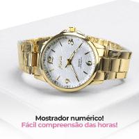 Relógio Feminino Banhado Ouro Aço Inox + Caixa Original Moda - 2