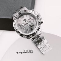 Relogio Masculino Original Aço Inox Prata Grande + Caixa - 2