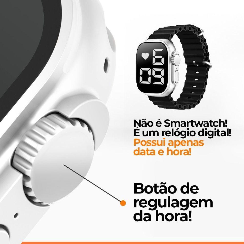 Relógio Digital Feminino Ultra Silicone Inox Led + Caixa - 2