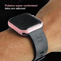 Relogio Feminino Digital Prova Dagua Quadrado Rosa Silicone - 6