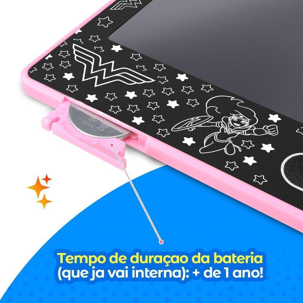 Lousa Mágica Led Lcd Tablet Mulher Maravilha Rosa + Caneta - 2