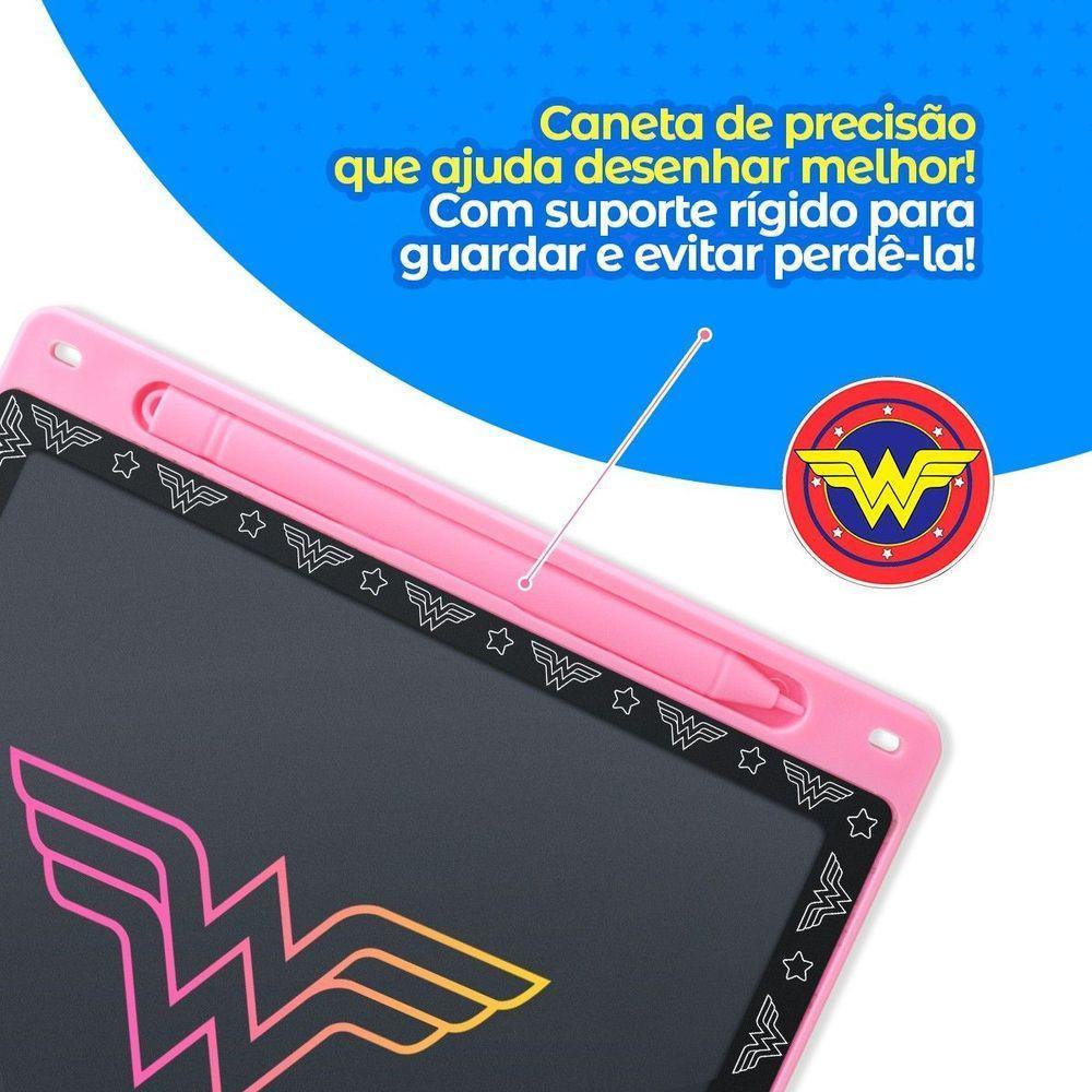 Lousa Mágica Led Lcd Tablet Mulher Maravilha Rosa + Caneta - 3