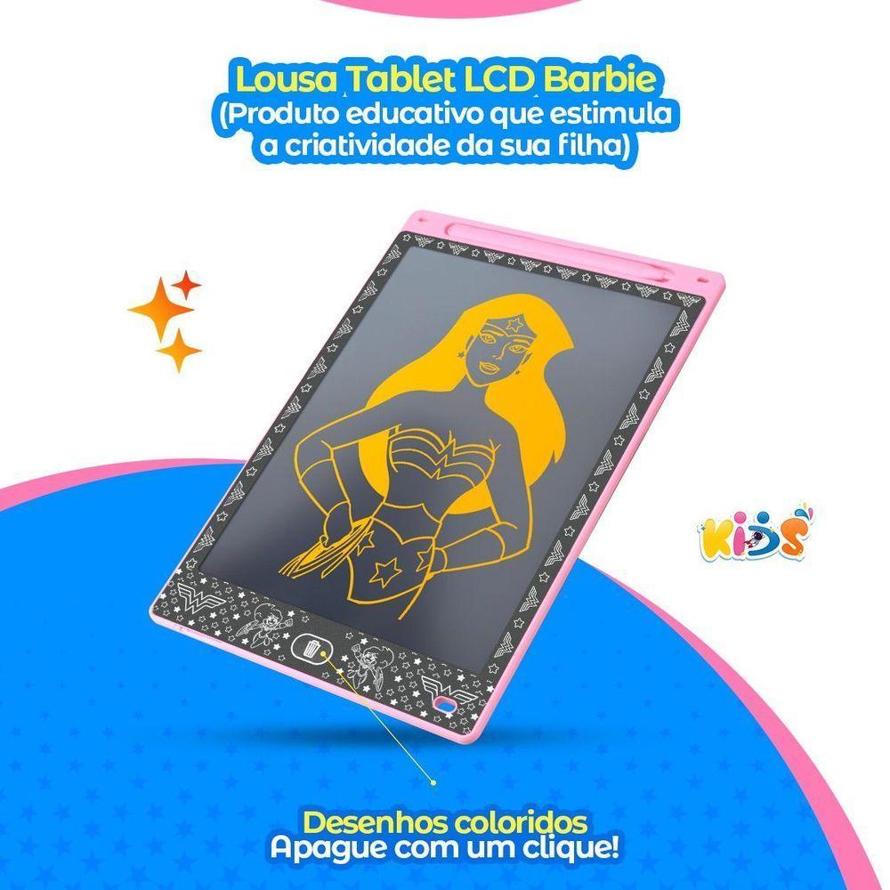 Lousa Mágica Led Lcd Tablet Mulher Maravilha Rosa + Caneta - 4