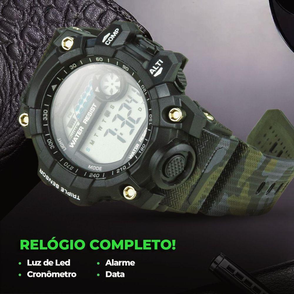 Relogio Prova Dagua Digital Infantil Camuflado Silicone Data - 4