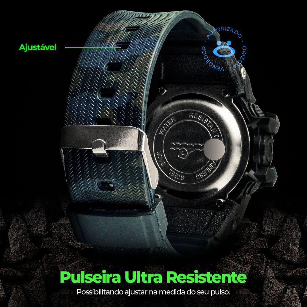 Relogio Prova Dagua Digital Infantil Camuflado Silicone Data - 5