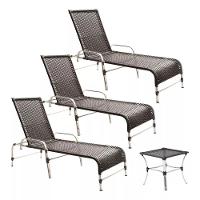 3 Espreguiçadeiras E Mesa Para Piscina, área, Varanda Trama Preto - 1