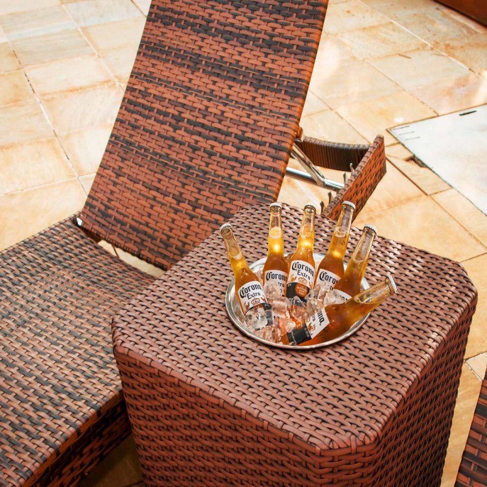 4 Cadeiras E Mesa Com 2 Espreguiçadeiras Bona E Mesa Alumíni Pedra Ferro - 5