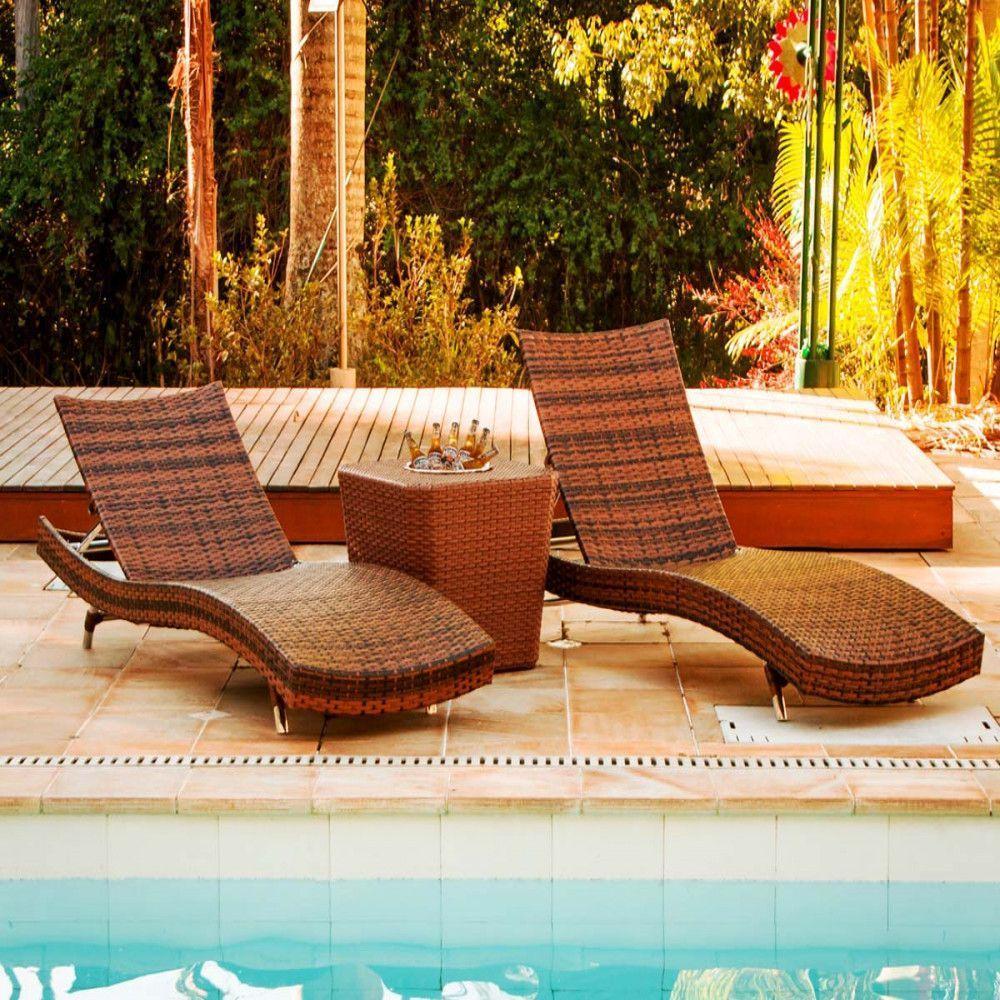 4 Cadeiras E Mesa Com 2 Espreguiçadeiras Bona E Mesa Alumíni Pedra Ferro - 6