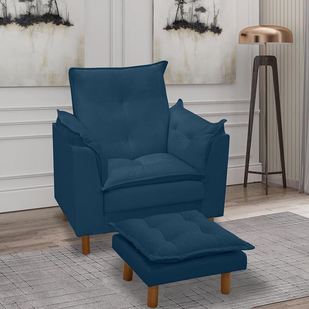 Poltrona De Amamentação Com Puff Isabella Bellamado Cor:azul Marinho - 2