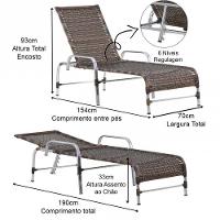 3 Espreguiçadeiras Catar E Mesa Piscina Jardim Regulagem Argila - 3