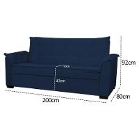 Sofá 3 Lugares Confortável 2 Metros Havana Bellamado Cor:azul Marinho - 4