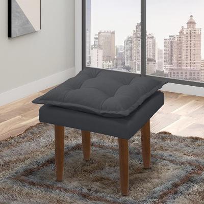 Puff Opala Retangular Sala E Quarto Bellamado Cor:cinza