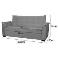 Sofá 3 Lugares Confortável 2 Metros Havana Bellamado Cor:cinza - 4