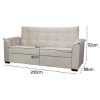 Sofá 3 Lugares Confortável 2 Metros Havana Bellamado Cor:bege - 4