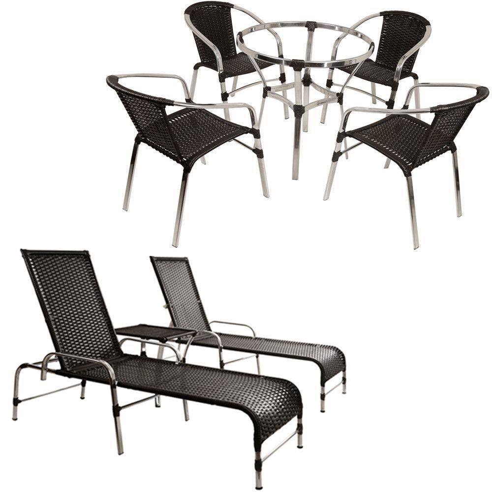 Kit Jogo De 4 Cadeiras E Mesa Floripa Trama Original Preto - 1