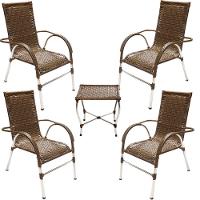 Conjunto De 4 Cadeiras E Mesa De Centro área Trama Original Preto - 1