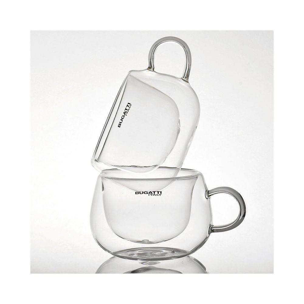 Conjunto De Xícaras De Chá Parede Dupla Com Alça 200ml - Bugatti - 1