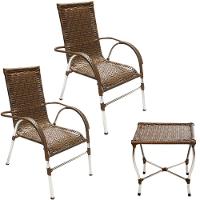 2 Cadeira E Mesa Vênus Em Alumíni Proteção Uv Trama Original Argila - 2