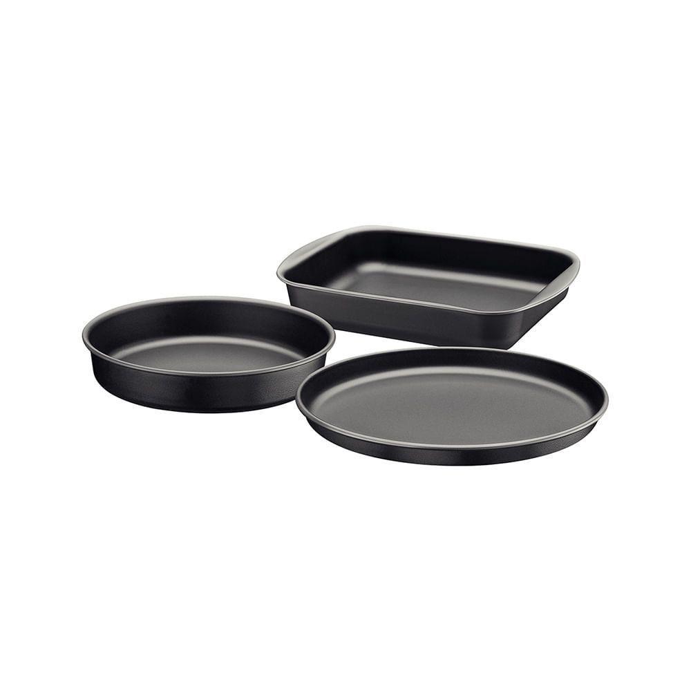 Jogo De Assadeiras Brasil Em Alumínio Com Antiaderente Interno E Externo Grafite 3pçs - Tramontina - 1