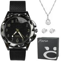 Relogio Feminino Prova Dagua Aço Inox + Pulseira + Colar Qualidade Premium Resistente Presente Moda - 1