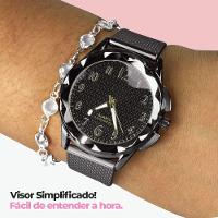 Relogio Feminino Prova Dagua Aço Inox + Pulseira + Colar Qualidade Premium Resistente Presente Moda - 2
