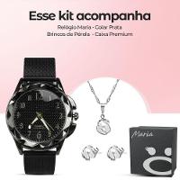 Relogio Feminino Prova Dagua Aço Inox + Pulseira + Colar Qualidade Premium Resistente Presente Moda - 3