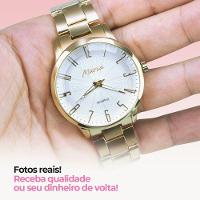 Relogio Feminino Dourado Inox Banhado Aço + Caixa Original Ouro Analogico Presente - 5