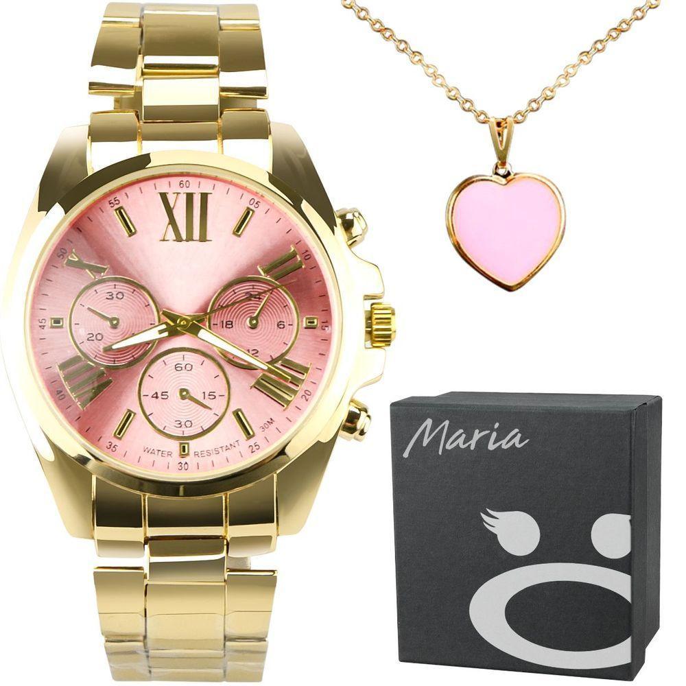 Relogio Feminino Aço Inox Prova Dagua + Caixa + Colar Ouro Dourado Qualidade Premium Presente Casual - 1