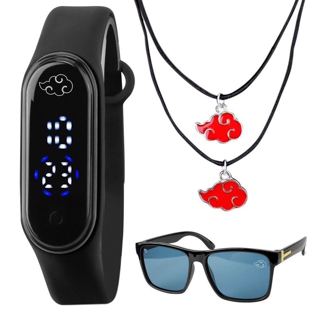 Oculos + Colar Naruto + Relogio Infantil Digital Prova Dagua Resistente Ajustavel Criança - 1