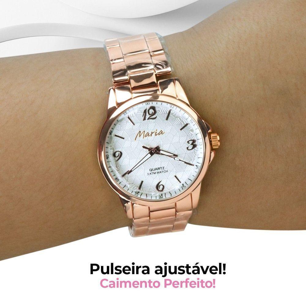 Relogio Feminino Aço Banhado Qualidade Premium + Caixa Original Inoxidavel Presente Rose Analogico - 2