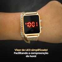 Relogio Feminino Aço Inox Led Original Social Pulseira Ajustável Presente Casual - 2