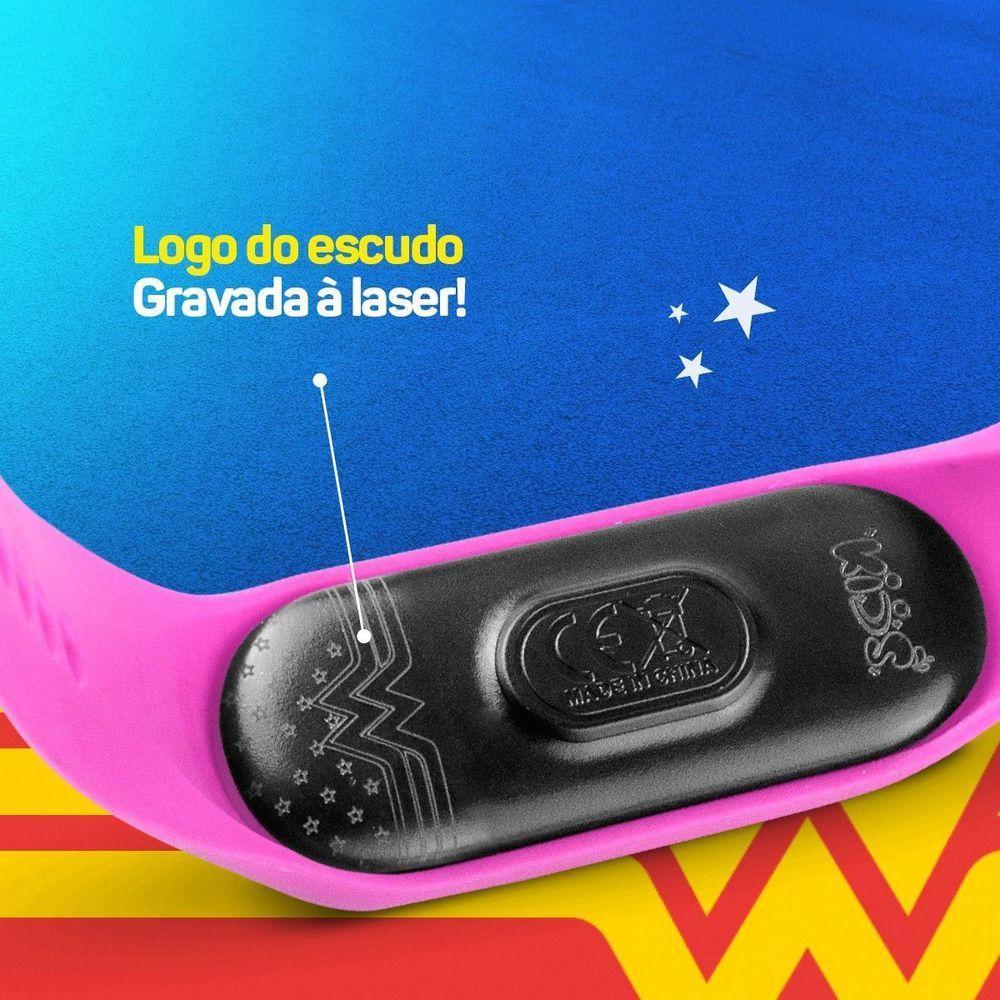 Copo Mulher Maravilha Infantil Relogio Digital Prova Dagua  Rosa Silicone Data Menina - 4