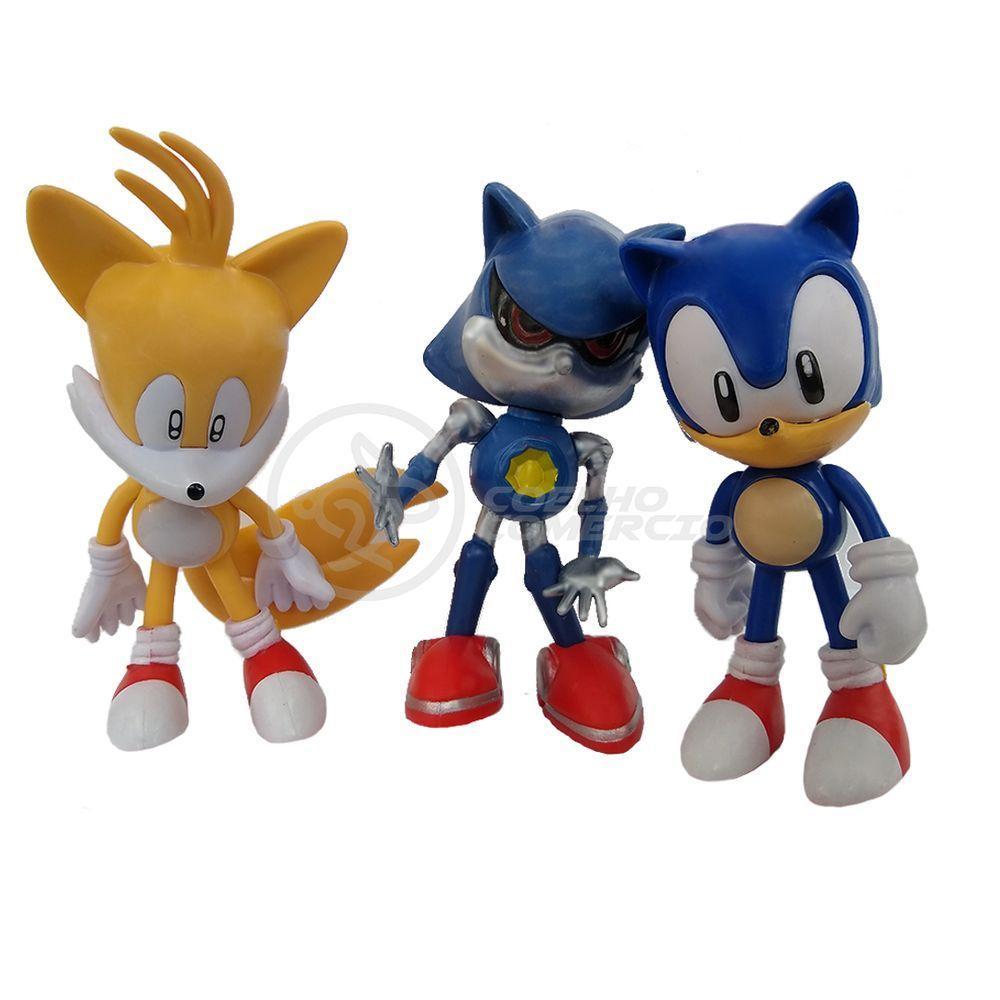 Kit 3 Bonecos Metal, Tails, Sonic 16Cm Videogame - 1