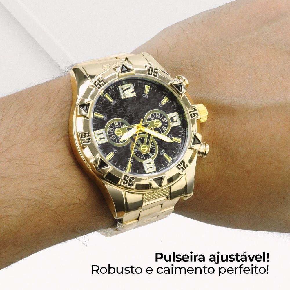 Relogio Masculino Aço Inox + Pulseira + Corrente Cruz Presente Social Preto Qualidade Premium Casual - 2