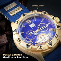 Relogio Masculino Dourado Aço Inox Silicone Thor Banhado Qualidade Premium Casual Pulseira Ajustavel - 3