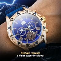 Relogio Masculino Dourado Aço Inox Silicone Thor Banhado Qualidade Premium Casual Pulseira Ajustavel - 5