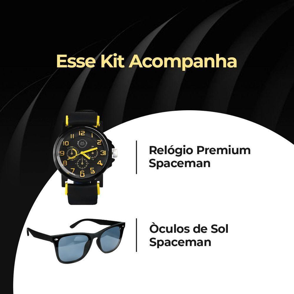 Relogio Aço Inoxidavel Masculino + Oculos Sol Protecao Uv Protecao Uv Amarelo Presente Analogico - 2