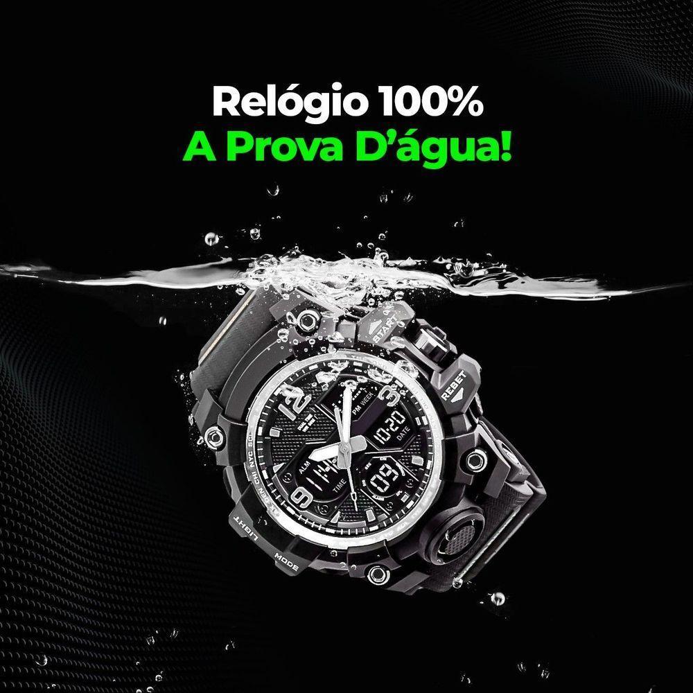 Caixa + Relogio Prova Dagua Preto + Oculos Proteção Uv Preto Presente  Alarme Ajustavel Data - 6