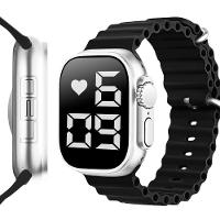 Relógio Digital Feminino Ultra Aço Inox Silicone Led + Caixa Preto  Garantia Prata Presente - 2