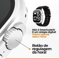 Relógio Digital Feminino Ultra Aço Inox Silicone Led + Caixa Preto  Garantia Prata Presente - 5