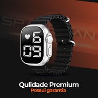 Relógio Digital Feminino Ultra Aço Inox Silicone Led + Caixa Preto  Garantia Prata Presente - 7