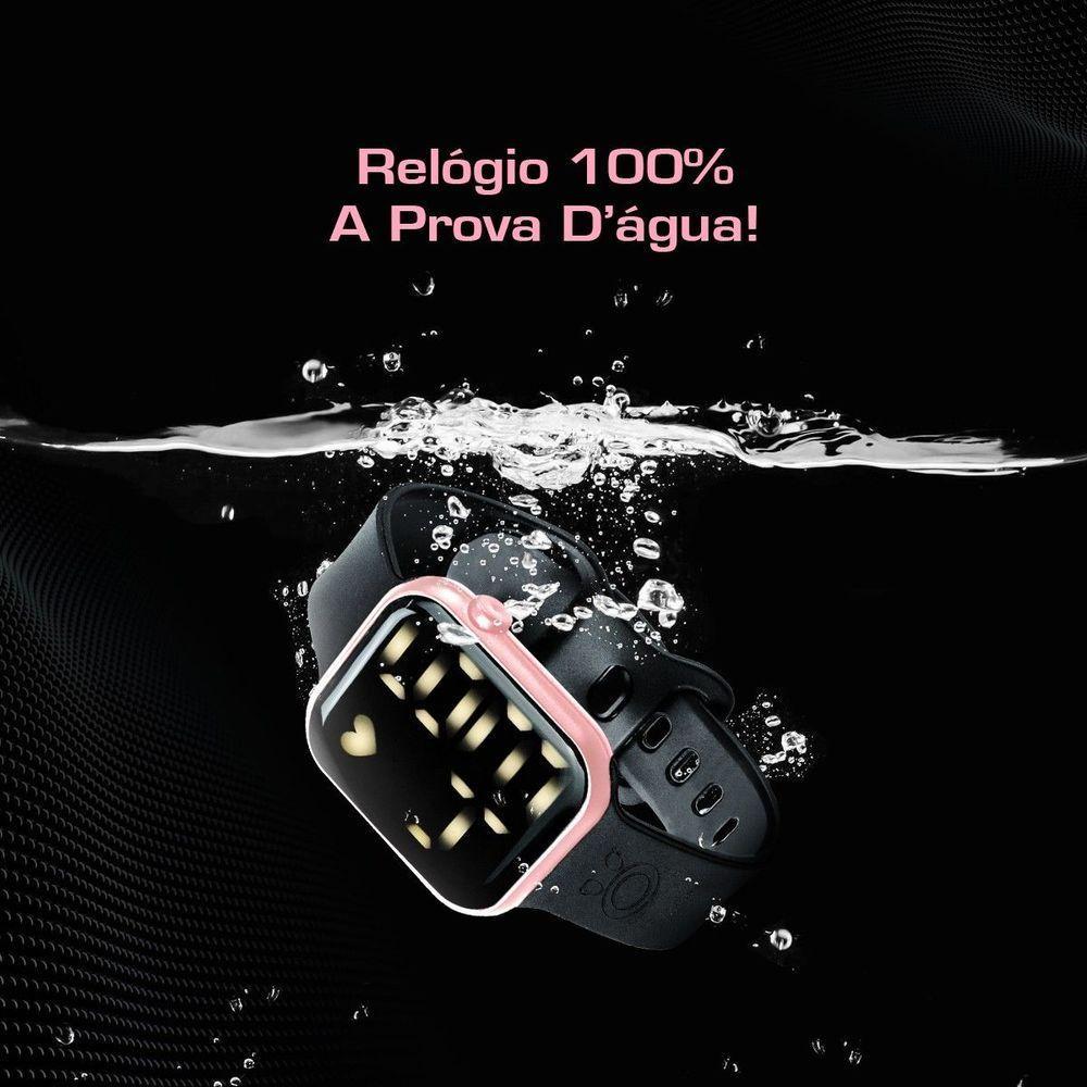 Relogio Prova Dagua Feminino Digital Rosa Moda Led Original Qualidade Premium Ajustavel - 7