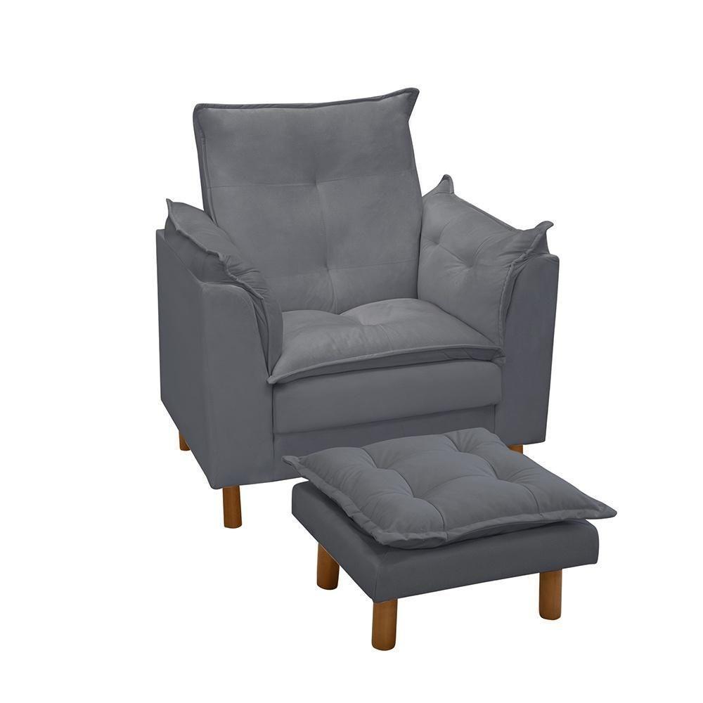 Poltrona De Amamentação Com Puff Isabella Bellamado Cor:cinza - 1