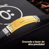 Pulseira Masculina Dourada Placa Pai Nosso Banhada Ouro + Caixa Casual Presente Qualidade Premium - 8