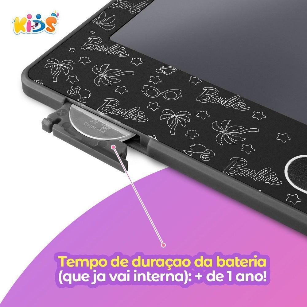 Lousa Mágica Led Barbie Infantil Lcd Tablet Preta + Caneta Presente Menina Qualidade Premium - 5