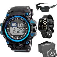Relogio Prova Dagua Digital + Caixa Preto Robusto Ajustavel Data Grande Cronometro Presente Alarme - 1
